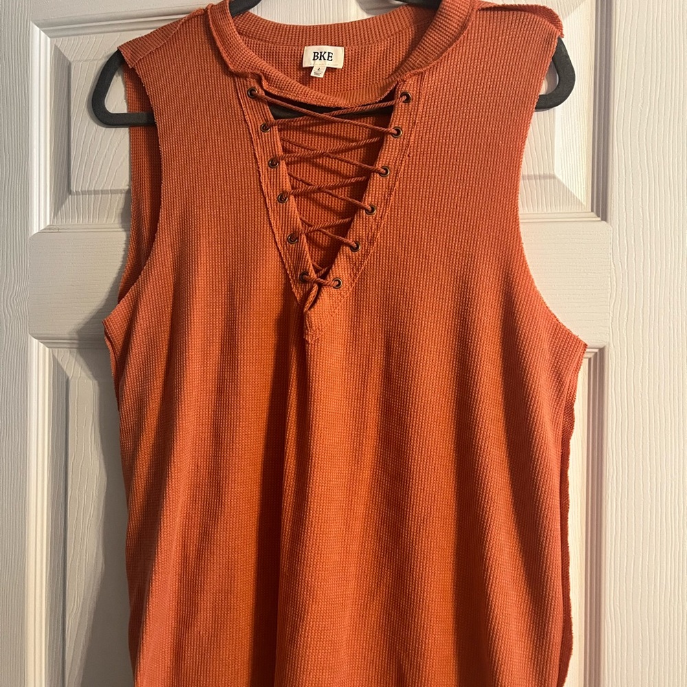 BKE Orange Sleeveless Cut Out Tank Top
